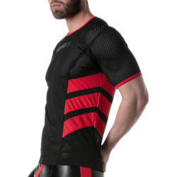 LEADER T-shirt en mesh LOADED Noir-Rouge